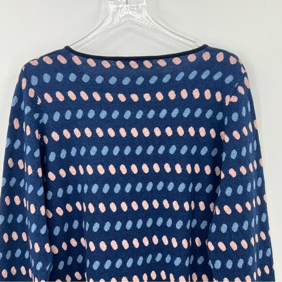Mansted sweater merino wool blend navy blue tan geometric print pullover XL - Picture 4 of 8